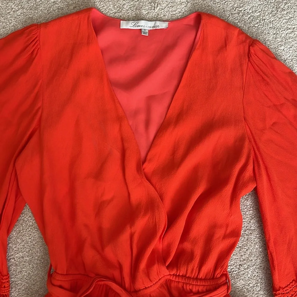 Lovers & Friends Reese Romper in Coral Reef Orange Size S - Picture 10 of 13